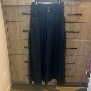 Pilcro Dark Wash Flare Wide Leg Jeans